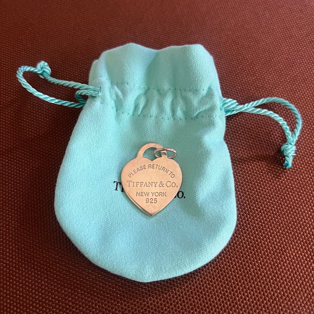 Tiffany & Co. Silver Large Heart Charm with Blue Pouch